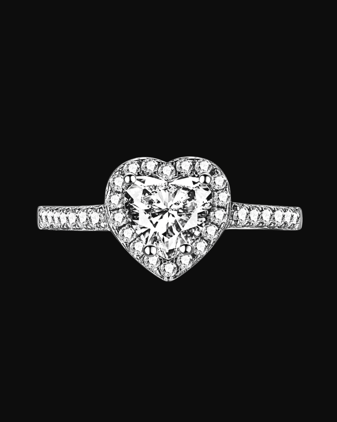 Anello cuore con pietre in argento 925