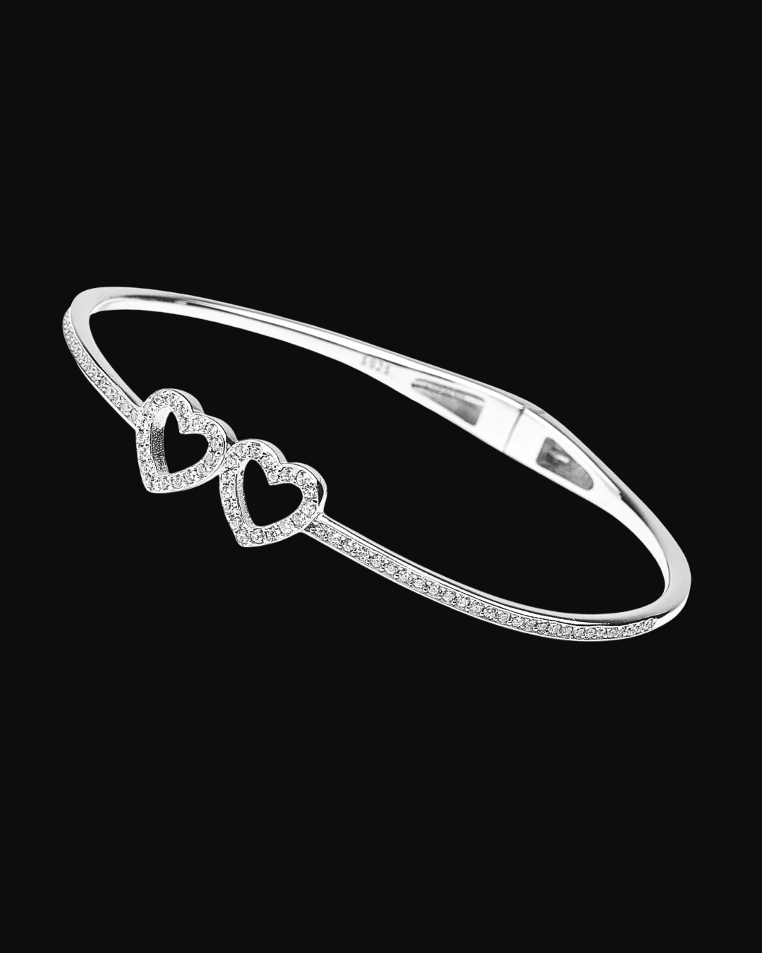 Bracciale rigido due cuori in argento 925