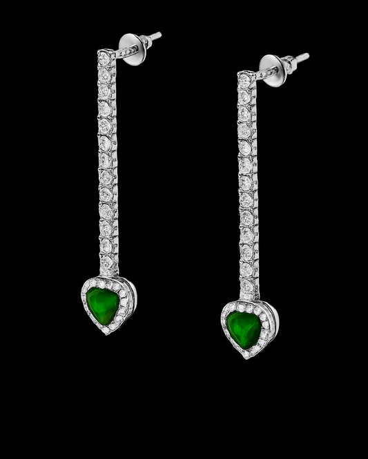 Orecchini Cupido con cuore verde in argento 925