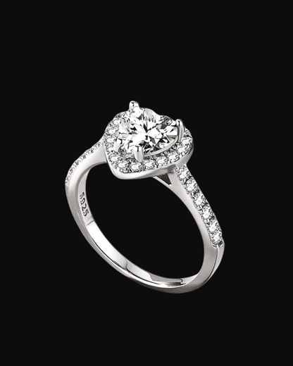 Anello cuore con pietre in argento 925