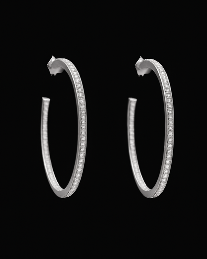 Orecchini cerchio pietre bianche in argento 925