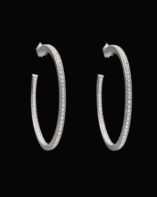 Orecchini cerchio pietre bianche in argento 925