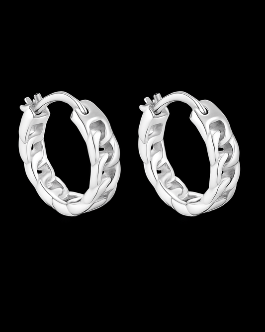 Orecchini cerchietto catena in argento 925
