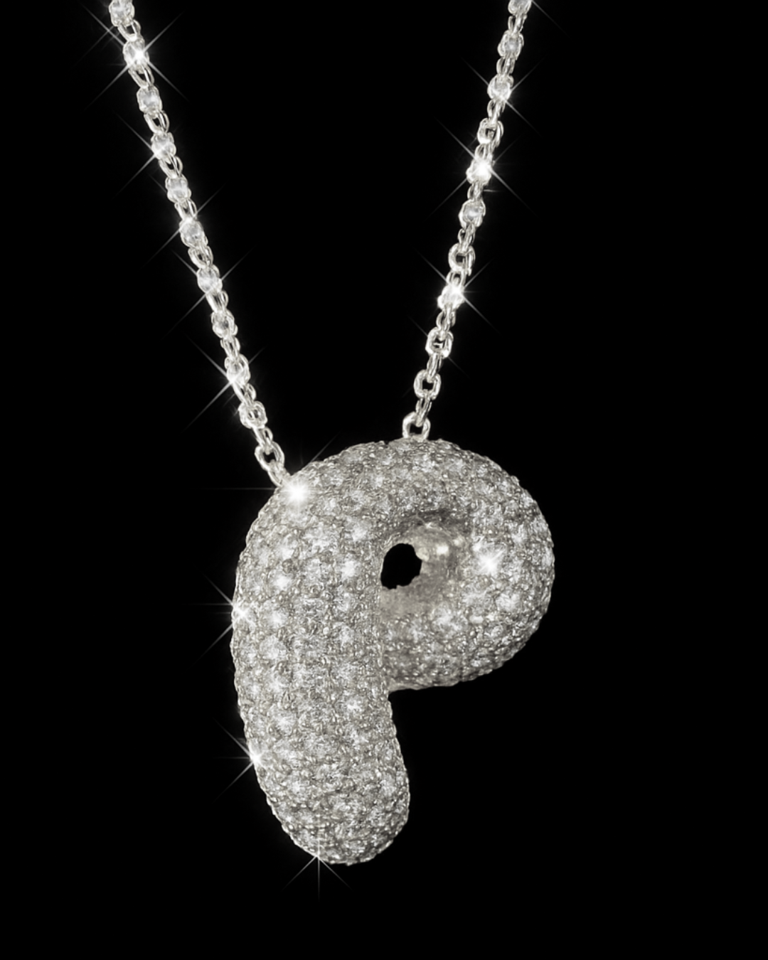 Collana Lettere Bubble - Collanina Argento 925