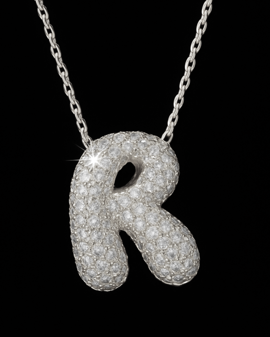 Collana Lettere Bubble - Collanina Argento 925