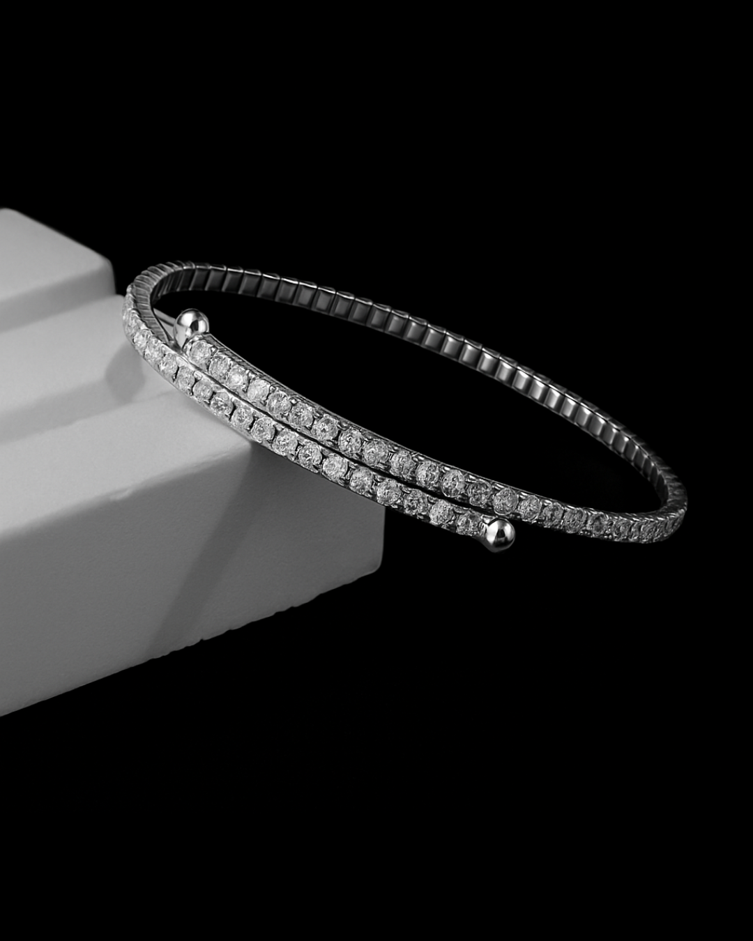 Bracciale tennis a molla in argento 925