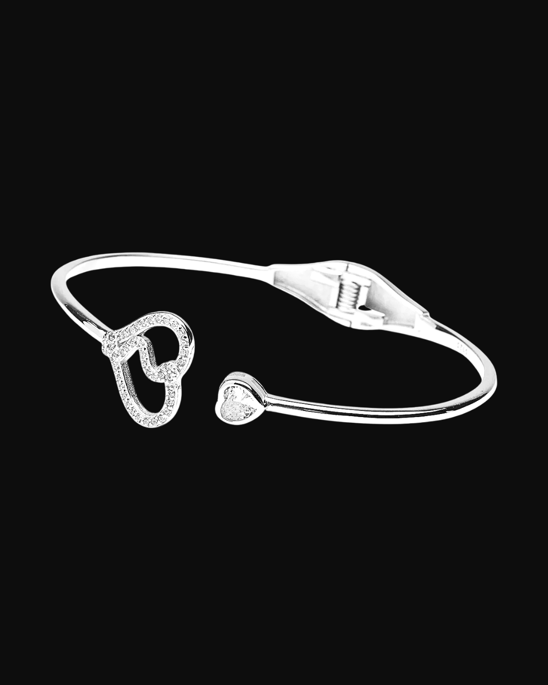 Bracciale rigido due cuori in argento 925