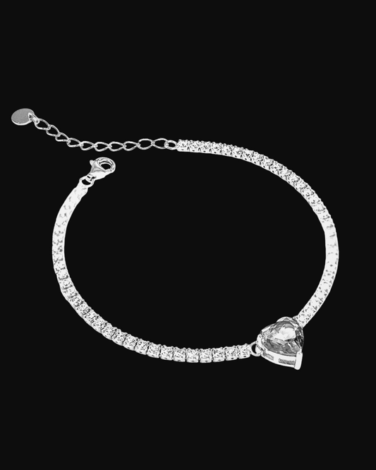 Bracciale tennis con cuoricino in argento 925