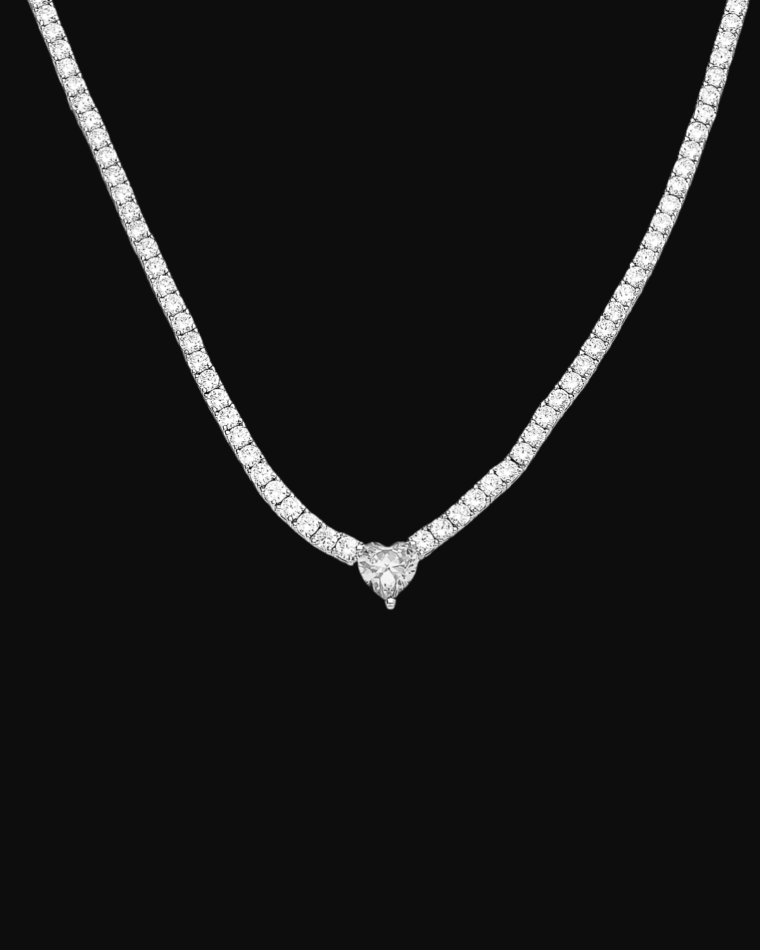 Collana con cuore e pietre bianche in argento 925