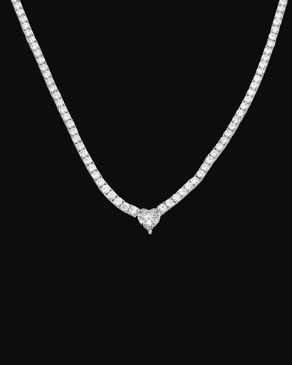 Collana con cuore e pietre bianche in argento 925