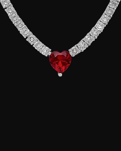 Collana con cuore e pietre bianche in argento 925