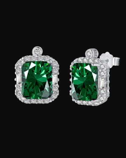 Orecchini con pietra verde e bianche in argento 925