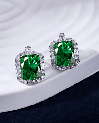 Orecchini con pietra verde e bianche in argento 925