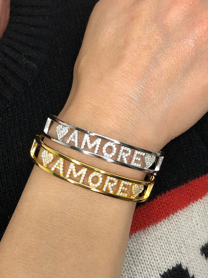 Bracciale rigido amore in argento 925