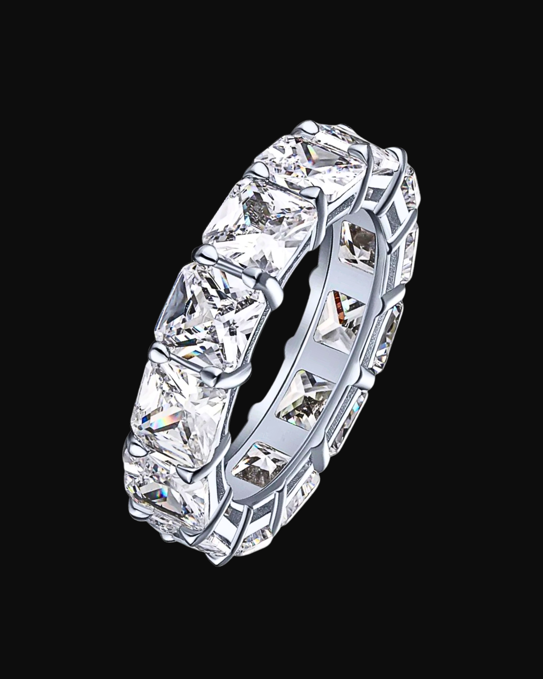 Anello veretta con pietre bianche in argento 925