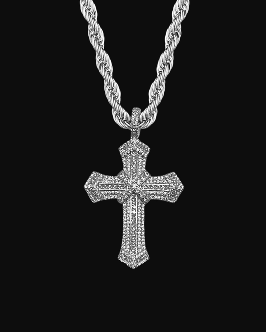 Collana corda con Croce Zirconata in argento 925