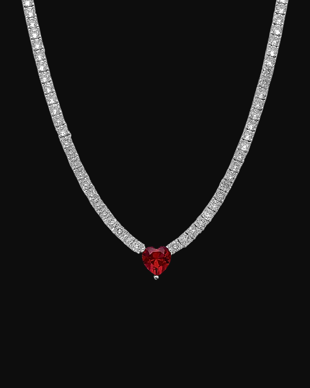 Collana con cuore e pietre bianche in argento 925