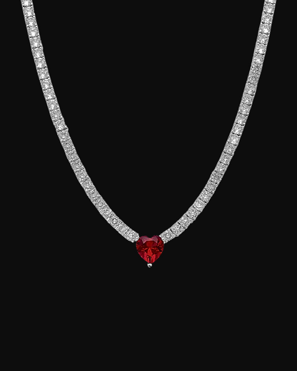 Collana con cuore e pietre bianche in argento 925