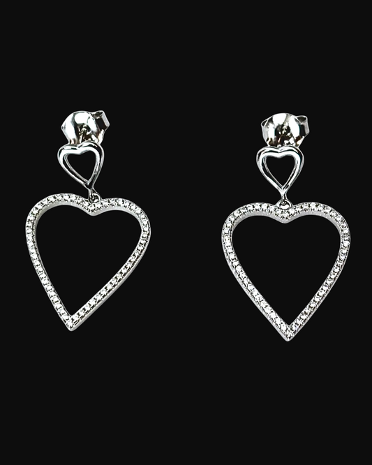 Orecchini cuore con zirconi in argento 925