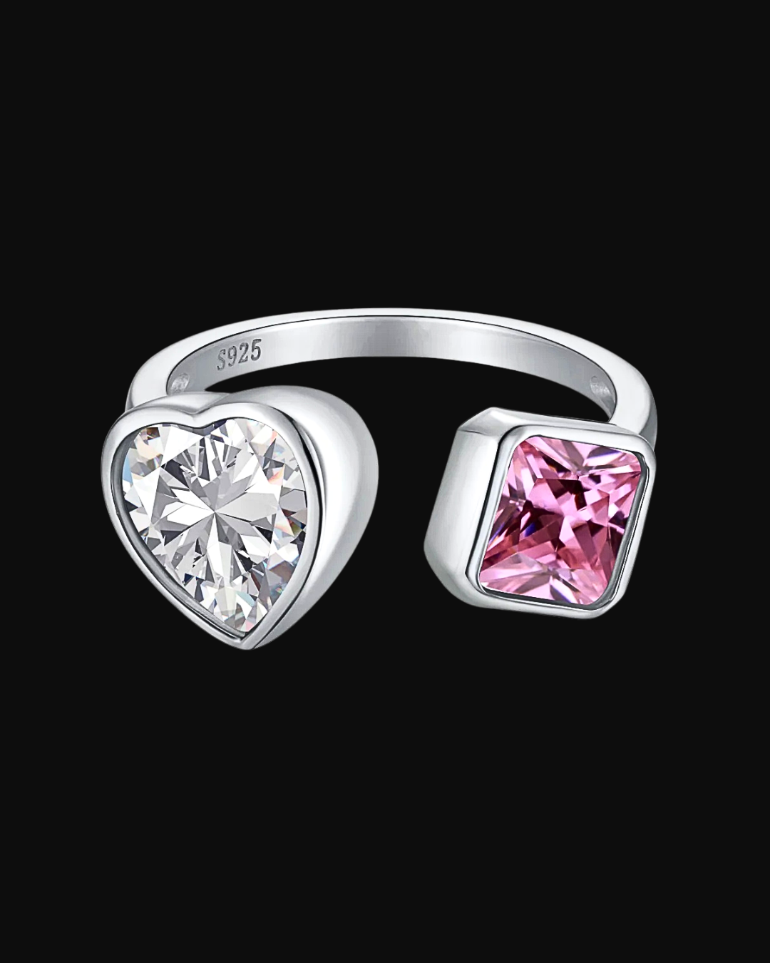 Anello con cuore e pietra in argento 925